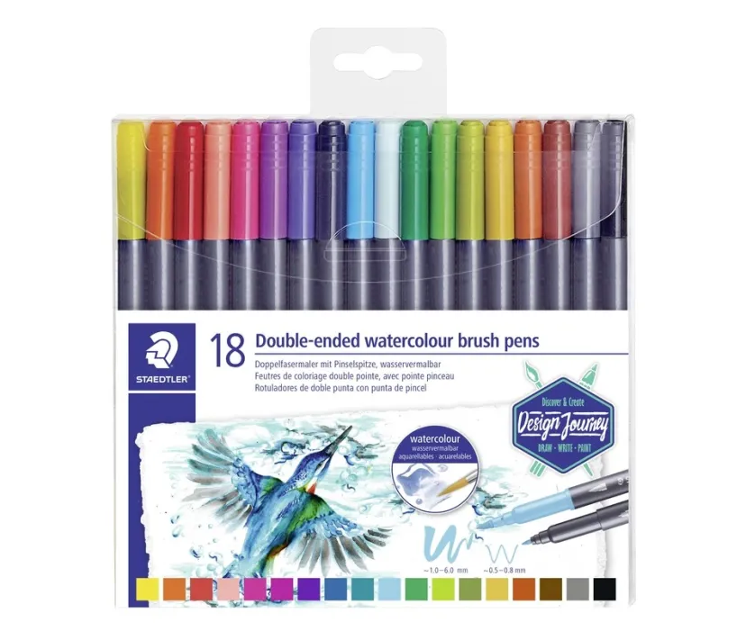 Akvarel Staedtler brush double penne 18 stk. watercolor>