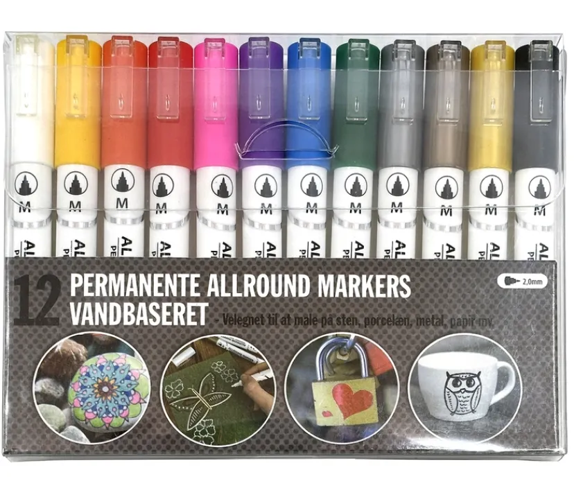 Allround permanente 12 stk. vandbaserede farver> Online