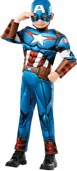 Captain America Deluxe udklædningsdragt og maske str. 3-4 år>Marvel New
