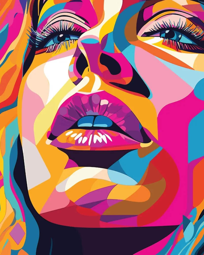 Diamond art ansigt farverig 40 x 50 cm> New