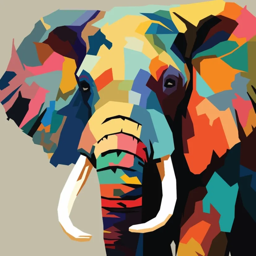 Diamond art MIX elefant farverig 40 x 40 cm> Outlet