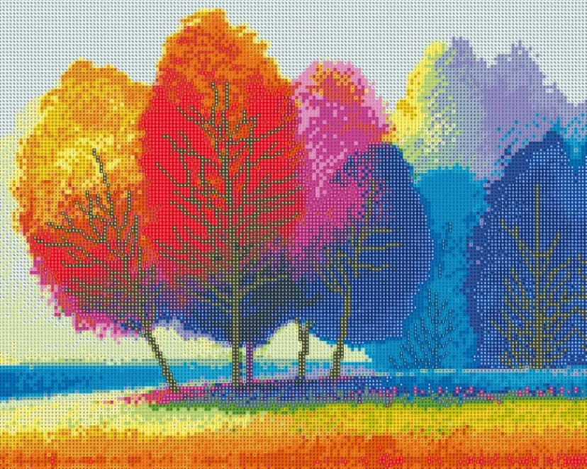 Diamond art træer farverig 40 x 50 cm> New