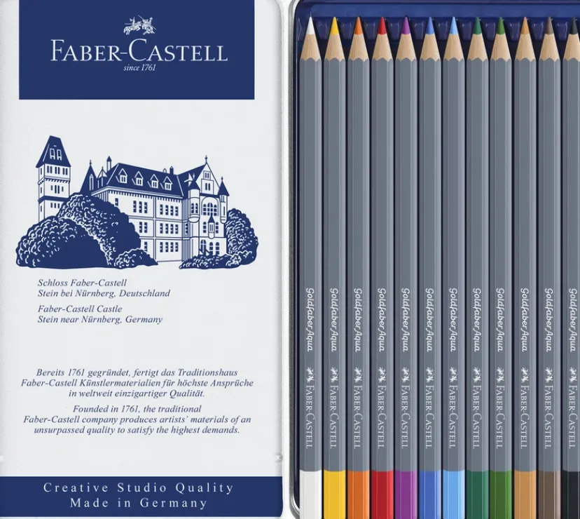 Farveblyant Goldfaber Akvarel tinæske 12 ass>Faber-Castell Sale