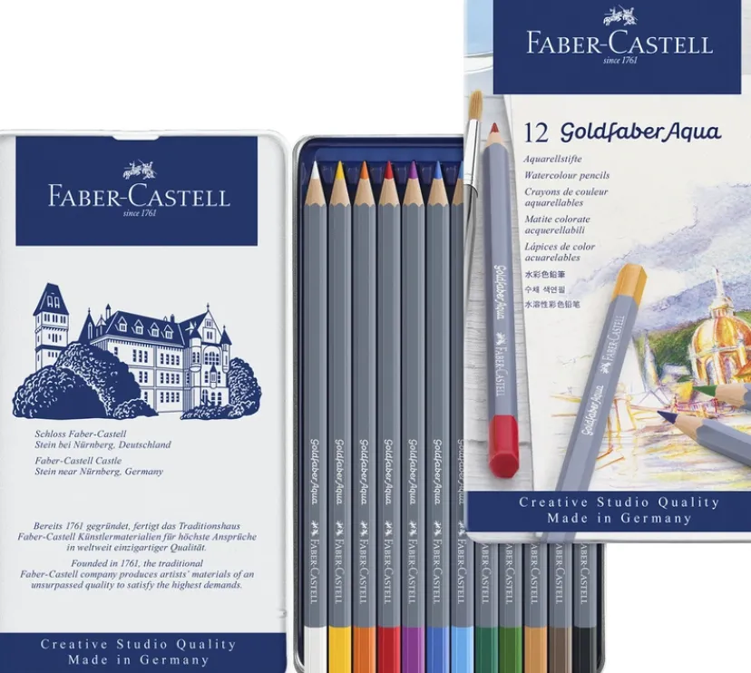 Farveblyant Goldfaber Akvarel tinæske 12 ass>Faber-Castell Sale