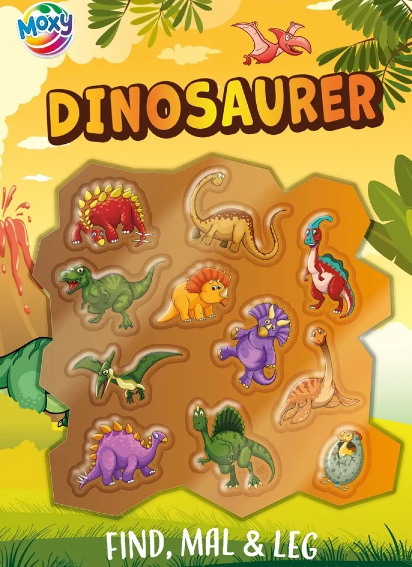 Find, mal og leg: Dinosaurer, med flotte 3D klistermærker>