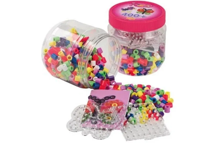 maxi perler 400 perler + 2 plader i pink dåse>Hama Online