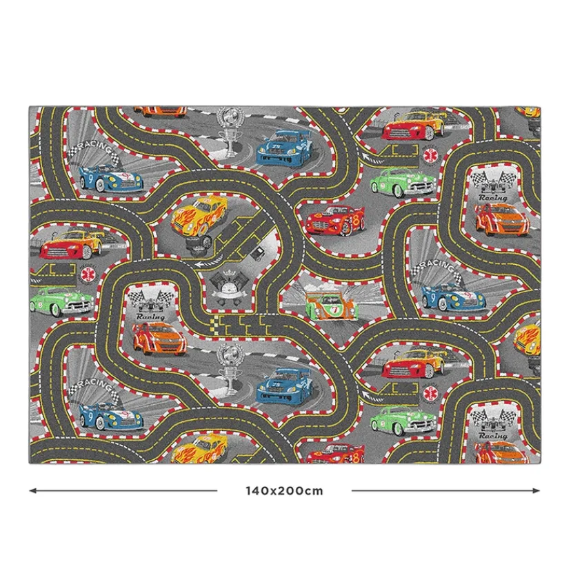 Legetæppe - Racer bane - 140 x 200 cm> Clearance