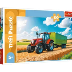 Puslespil Tractor with trailer 100 brikker>TREFL