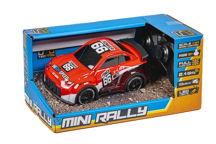 RC Mini Rally 1:24 2,4GHz med lyd, rød> Clearance