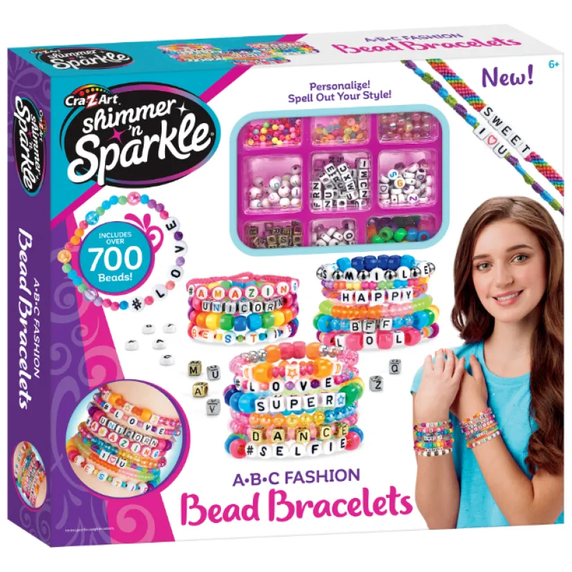 SHIMMER N SPARKLE ABC FASHION BEAD BRACELETS>
