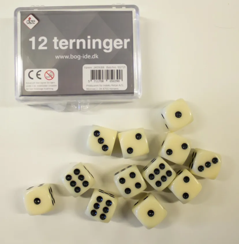 Terninger 12 stk. i æske>Spil Clearance