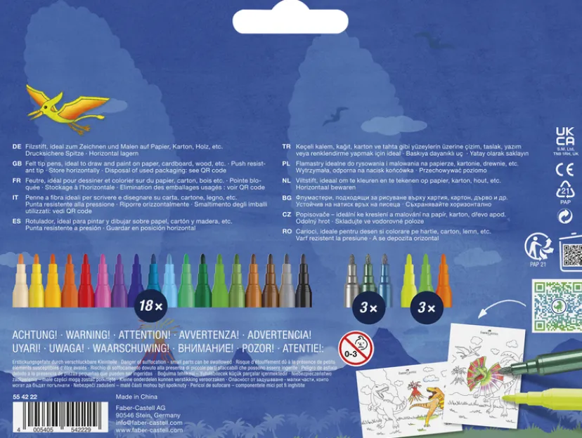 Tusser Dinosaur 18+3 Metalli>Faber-Castell Clearance