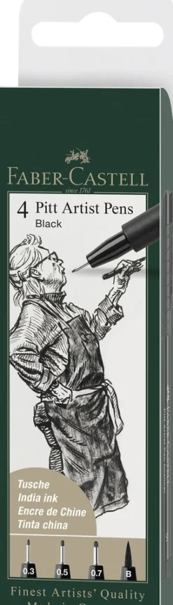 Tusser pitt artist sort ass. 4 stk. i etui> Best