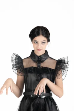 Wednesday Addams balkjole kostume str. 140 cm><noscript><img width=