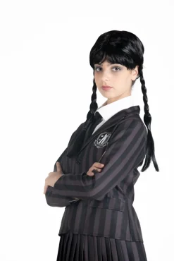 Wednesday Addams nevermore academy kostume med paryk str. 152 cm><noscript><img width=