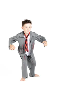 Zombie skoledreng-kostume str. 8-10 år>